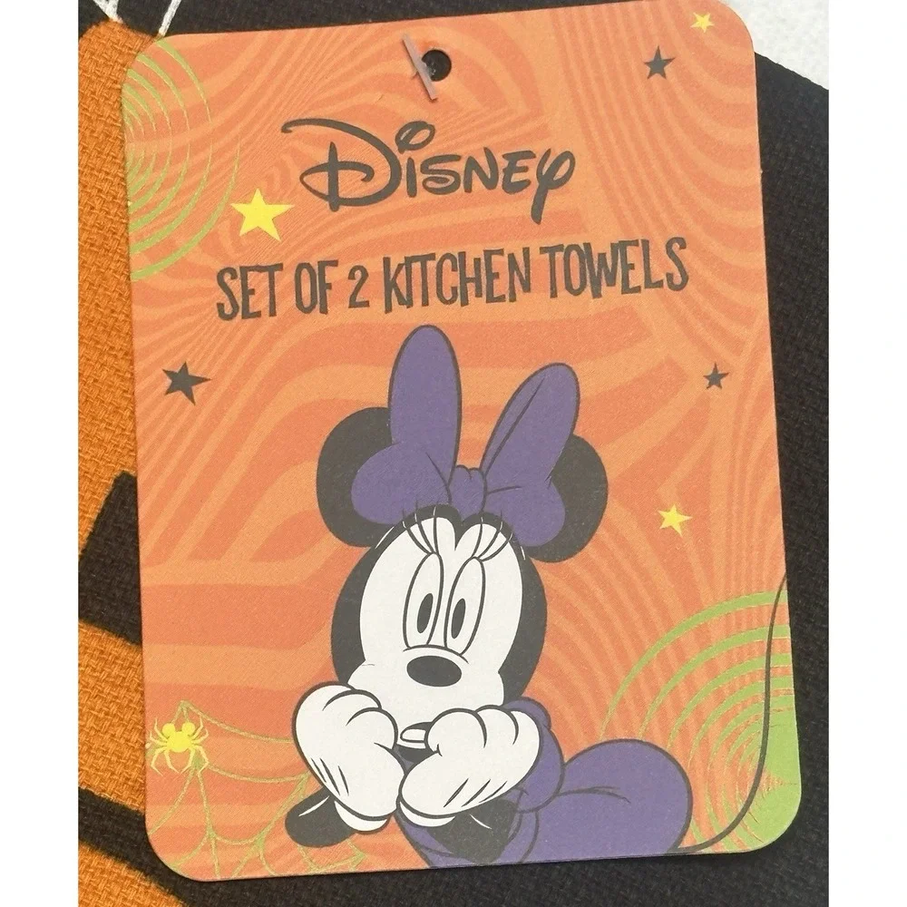 Disney Halloween minnie mouse witch BOO set of 2 Kitchen Towels new tag 16x26